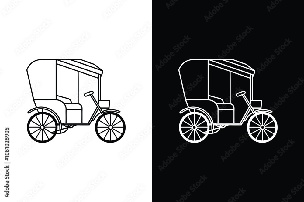 Rickshaw icon vector illustration on White Background Vector Art Illustration on white background.