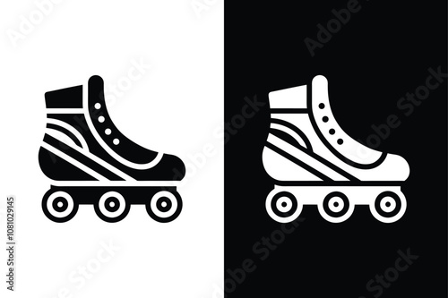 Rollerblades icon on White Background Vector Art Illustration on white background.