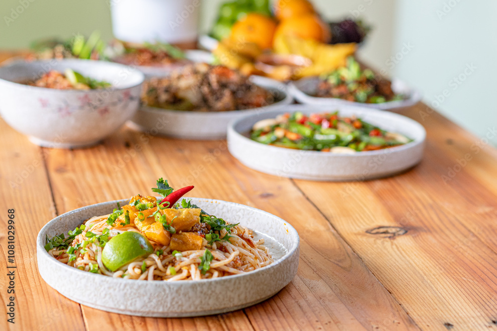 The Khao Soi Yuan Naan that is served on the plate is Khao Soi noodles mixed with minced pork spring onion coriander and chili lime and sesame spicy and sour. noodles chinese food tai yai food The Khao Soi Yuan Naan that is served on the plate is Khao Soi noodles mixed with minced pork spring onion coriander and chili lime and sesame spicy and sour. noodles chinese food tai yai food