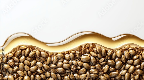 A side view of a castor seed, with smooth castor oil forming a natural border of oil
