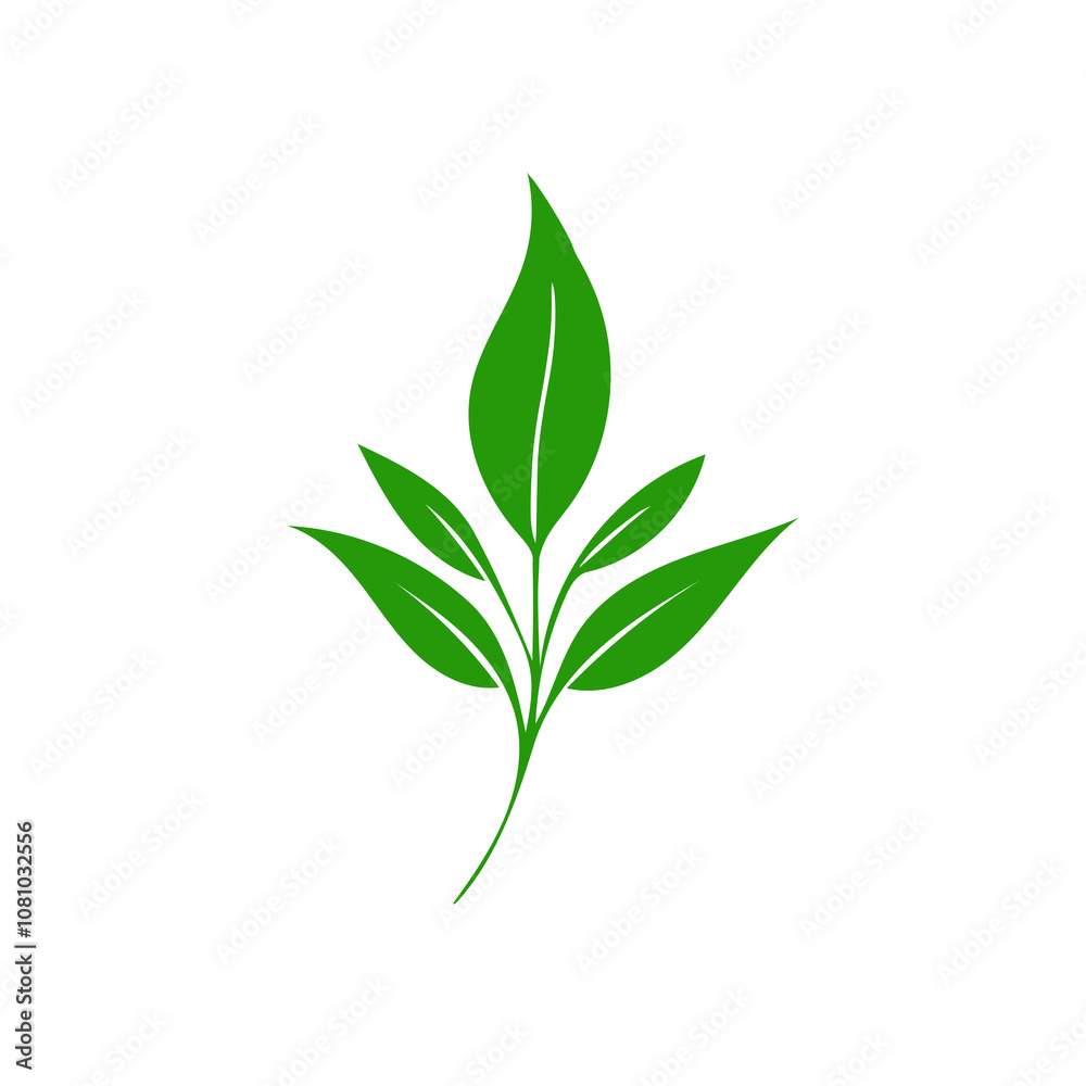 Green leaf illustration with white background Green leaf illustration with white background
