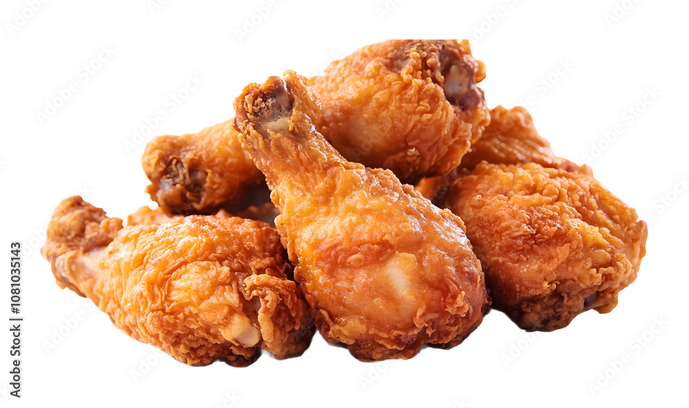 Southern fried chicken isolated on a transparent background