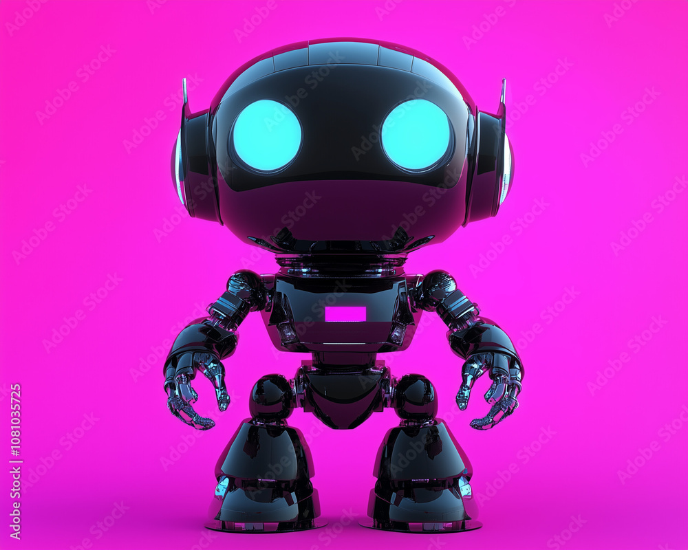 Delightful Modern Robot Analyst on a Magenta Background, Vibrant Tech Design Delightful Modern Robot Analyst on a Magenta Background, Vibrant Tech Design
