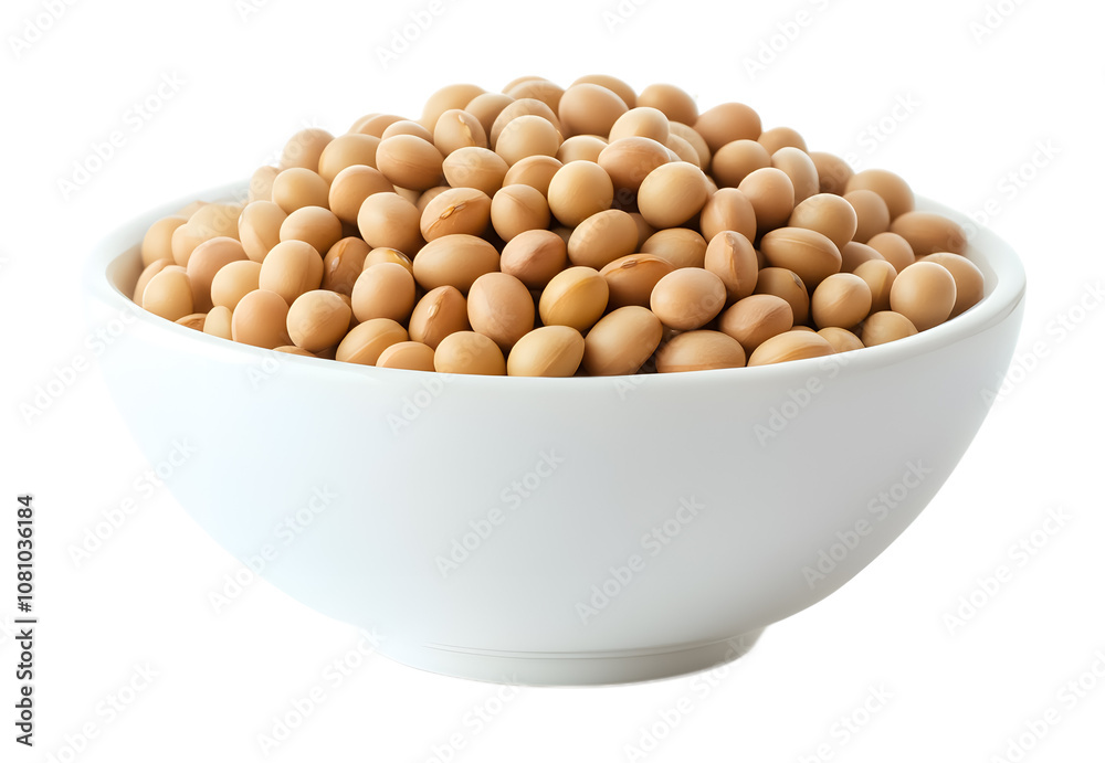 Soybeans in a white bowl on a white background. isolated background. Soybeans in a white bowl on a white background. isolated background.