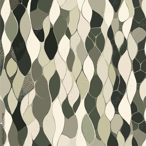 Textured snake skin pattern in dark olive and pale gray, trendy pattern, wallpaper, vector illustration, card design, background, showcasing scales, textile design.