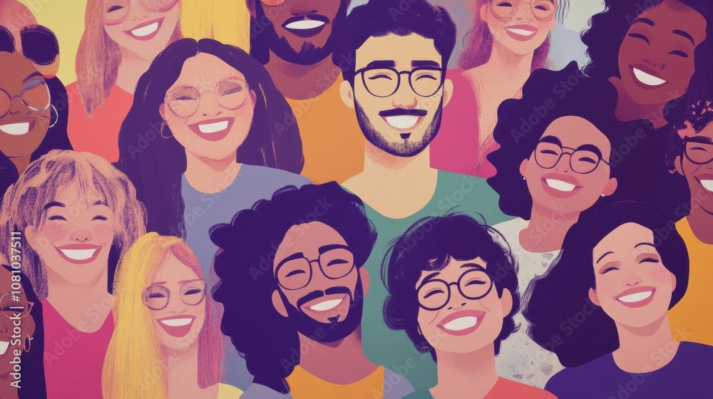 diverse group of people of different ethnicities smiling at the camera, showing unity and inclusivity