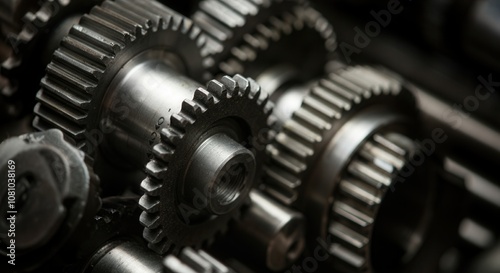 Obraz na płótnie Close-up of intricate metal gears machinery components w salonie