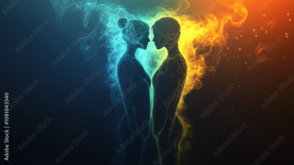 Two people of different energy. Concept Two people of different energy. Concept