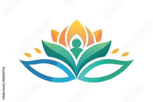 This logo represents a wellness center, featuring a lotus flower symbolizing peace and rejuvenation, A clean, contemporary logo for a wellness center with a lotus flower symbol