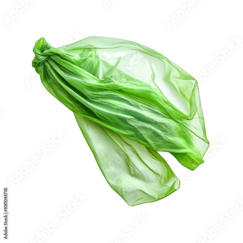 A Green Plastic Bag Isolated On Transparent Background