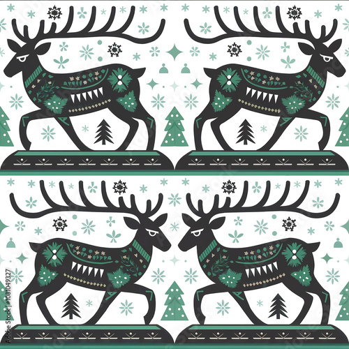 Christmas deer cushion cover for Swedish folk-style pattern photo