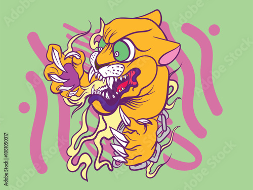 the rich animal illustration design for easter day with digital hand drawn