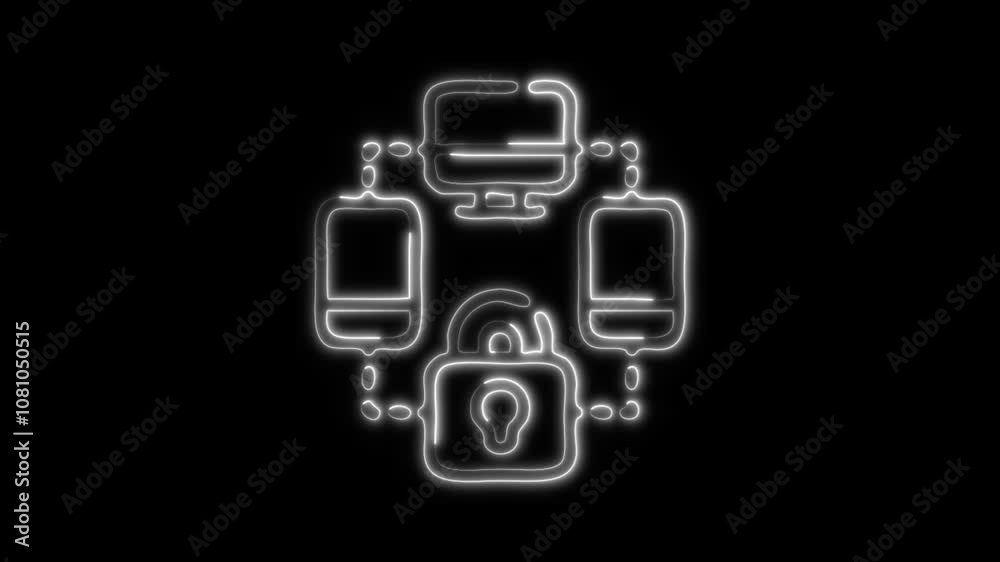 Glowing Multi Device Icon and Symbol in HD Video Neon Animation on Black Background Glowing Multi Device Icon and Symbol in HD Video Neon Animation on Black Background