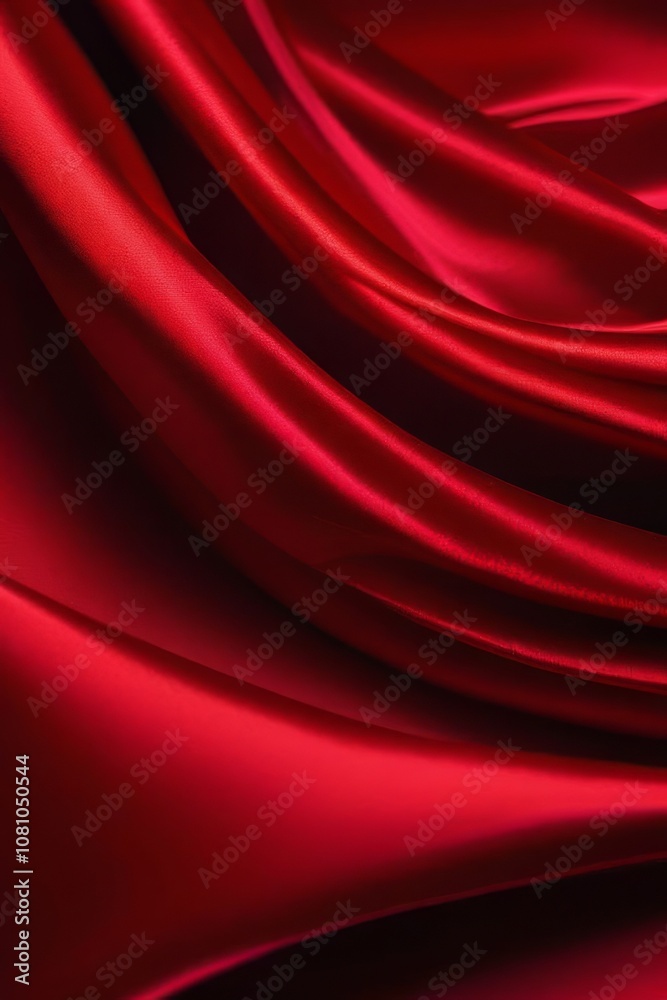 Red silk or satin luxury fabric texture can use as abstract background. Top view.
