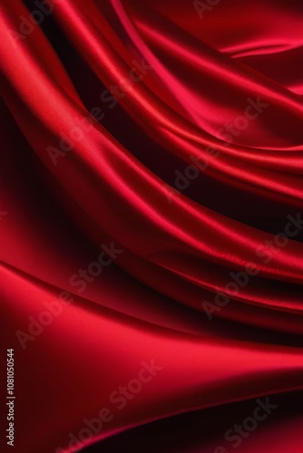Red silk or satin luxury fabric texture can use as abstract background. Top view.