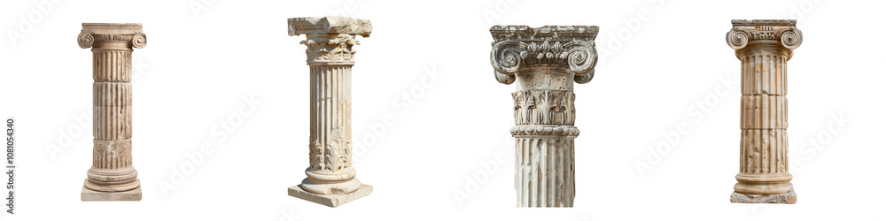 Obraz premium Set of Ancient Greek and Roman Architectural Columns in Classical Styles