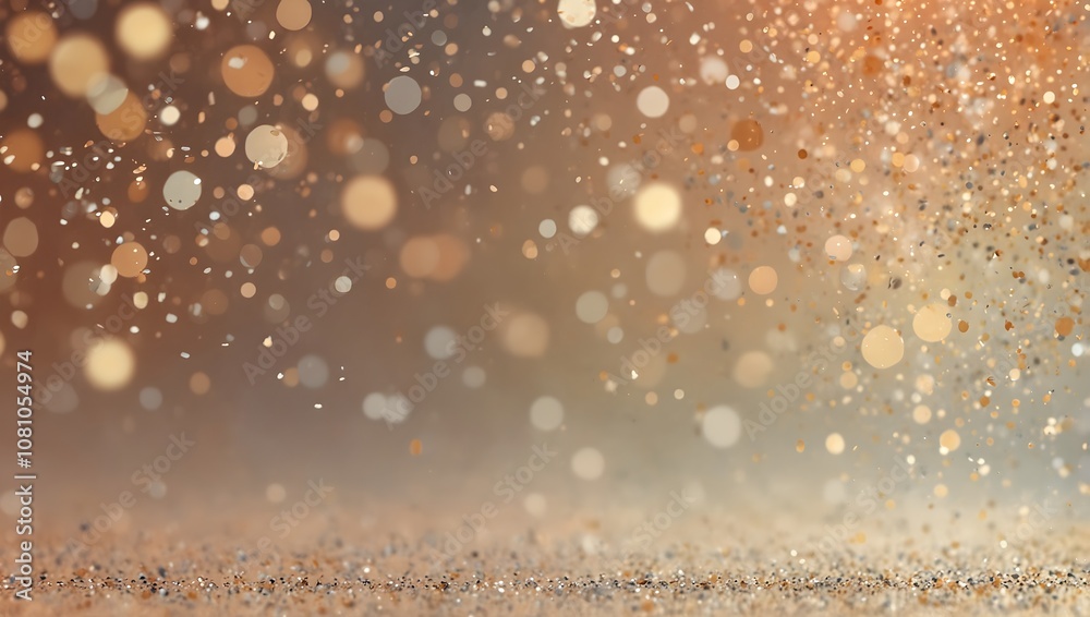 A blurry image of golden and brown glitter, bokeh, and light falling on a sandy surface.
A blurry image of golden and brown glitter, bokeh, and light falling on a sandy surface.