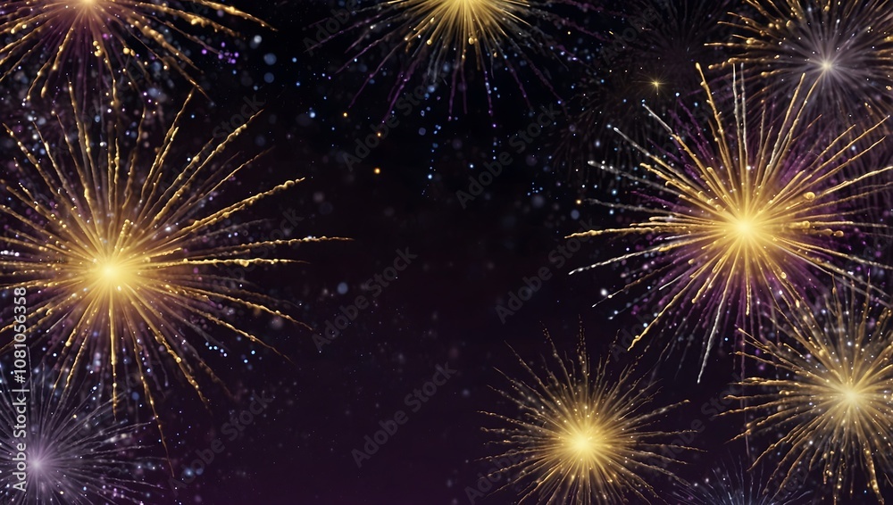 Fototapeta premium Many colorful fireworks exploding against a dark night sky.