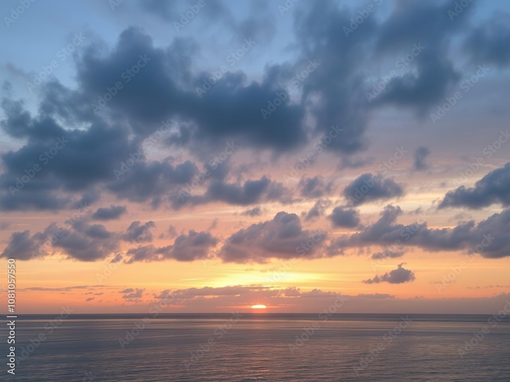 Pastel hues blending into a cloudy sunset over tranquil waters, dusk, sunset, colors Pastel hues blending into a cloudy sunset over tranquil waters, dusk, sunset, colors