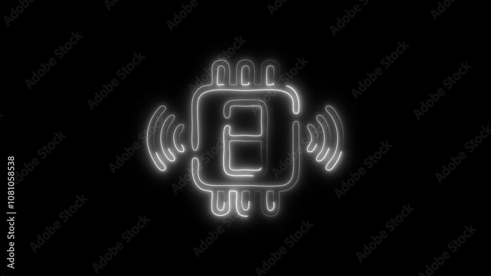 Glowing Magnetic Sensor Icon and Symbol in HD Video Neon Animation on Black Background Glowing Magnetic Sensor Icon and Symbol in HD Video Neon Animation on Black Background