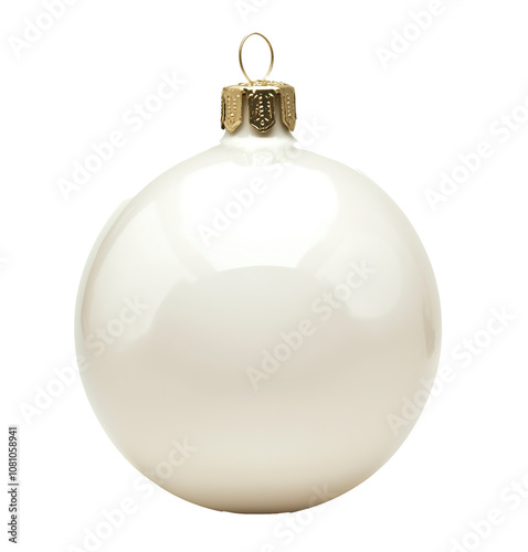 White Beautiful Christmas Ball Ornament Vector Illustration isolated on transparent background