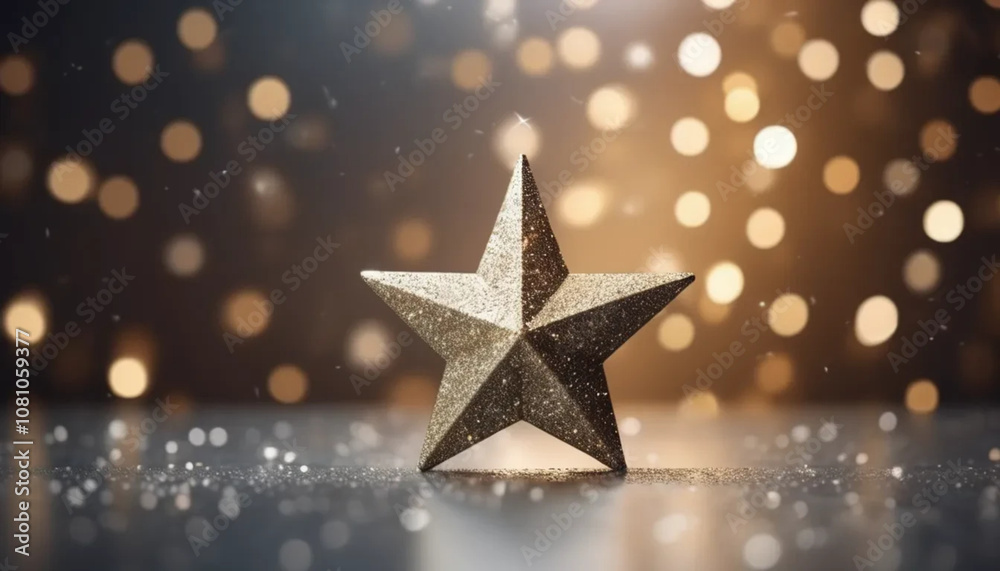 Christmas background with beige glitter star, ai Christmas background with beige glitter star, ai