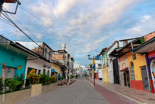 Fototapeta Naklejka Na Ścianę i Meble -  Houses, streets and important buildings in the city of Iquitos, Peru.	