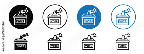 Set of 8 "vote" icons, 1 unexpanded, 1 silhouette - Voting icon representing choice, ballots, and decision-making, ideal for polls and election interfaces