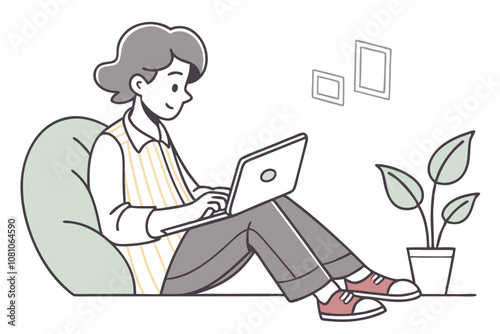 illustration character using laptop