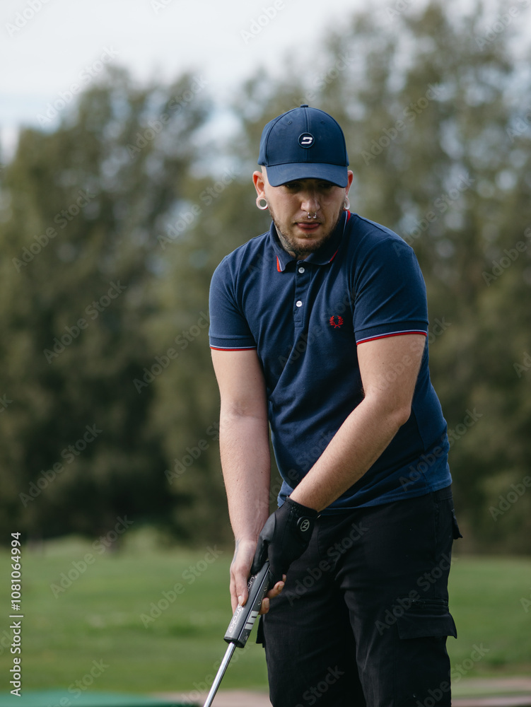 portrait of a man playing golf portrait of a man playing golf