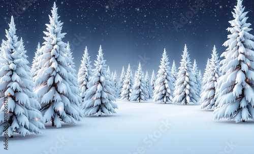 Snowy christmas trees landscape outdoors nature christmas backdrop professional studio photography  photo