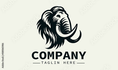 Mammoth Logo Design,Ice Age Animal Logo, Prehistoric Animal Logo