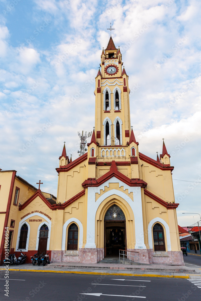 Obraz premium Cathedral of Iquitos, or the Cathedral of San Juan Bautista. It is located in the historic center of the city, Iquitos Peru.