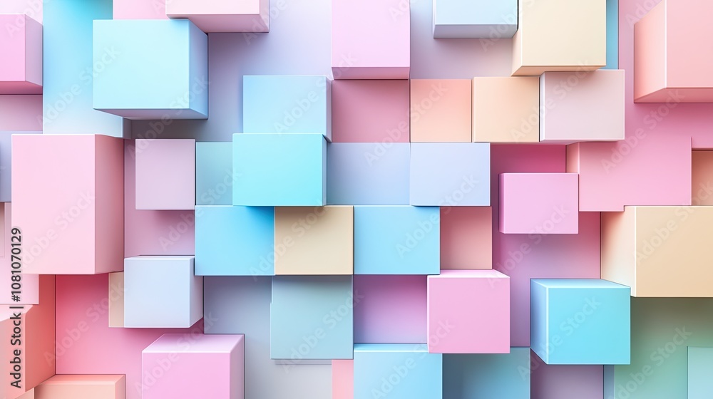 Artistic arrangement of stacked 3D cubes in light pastel hues, creating an abstract and visually pleasing minimalist background. Artistic arrangement of stacked 3D cubes in light pastel hues, creating an abstract and visually pleasing minimalist background.