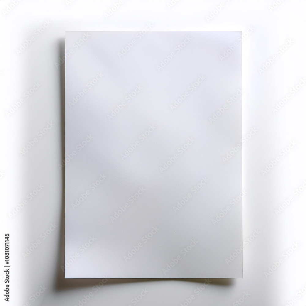 White sheet of paper. Realistic empty paper note template of A4 format with soft shadows isolated on white White sheet of paper. Realistic empty paper note template of A4 format with soft shadows isolated on white