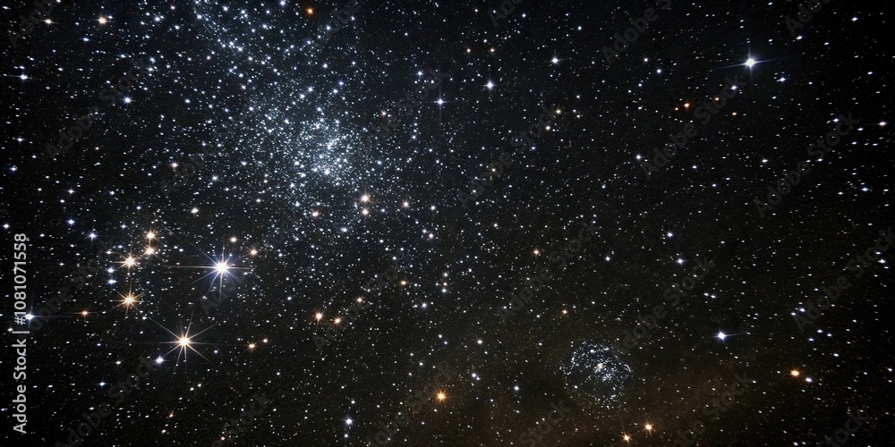 *Sparkling starfield on a black background, darkness, twilight, moon, stars *Sparkling starfield on a black background, darkness, twilight, moon, stars