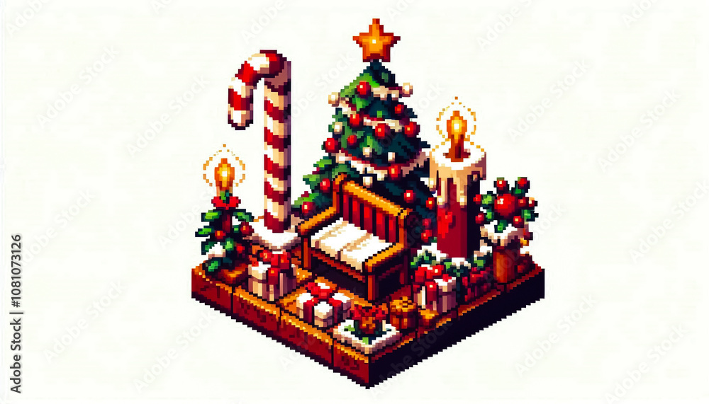 pixel art style Illustration against light background with space for text, isometric pixel art style Illustration against light background with space for text, isometric