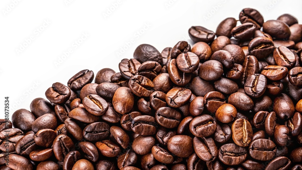 Obraz premium black arabica robusta coffee bean isolated on white background Reflected