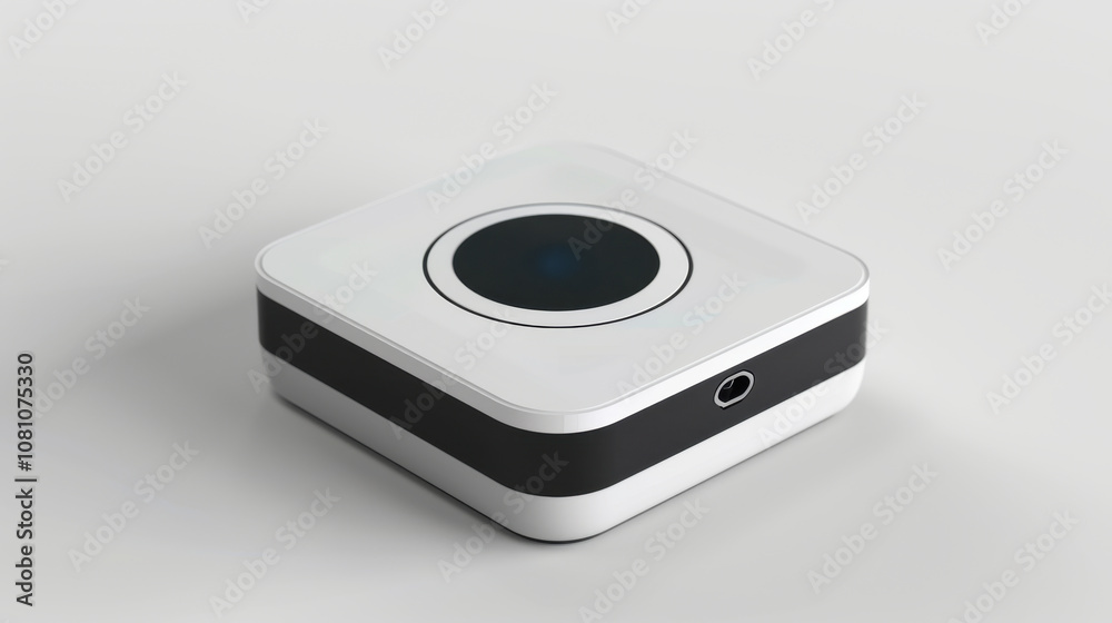 Fototapeta premium White and Black Wireless Speaker on a White Background.