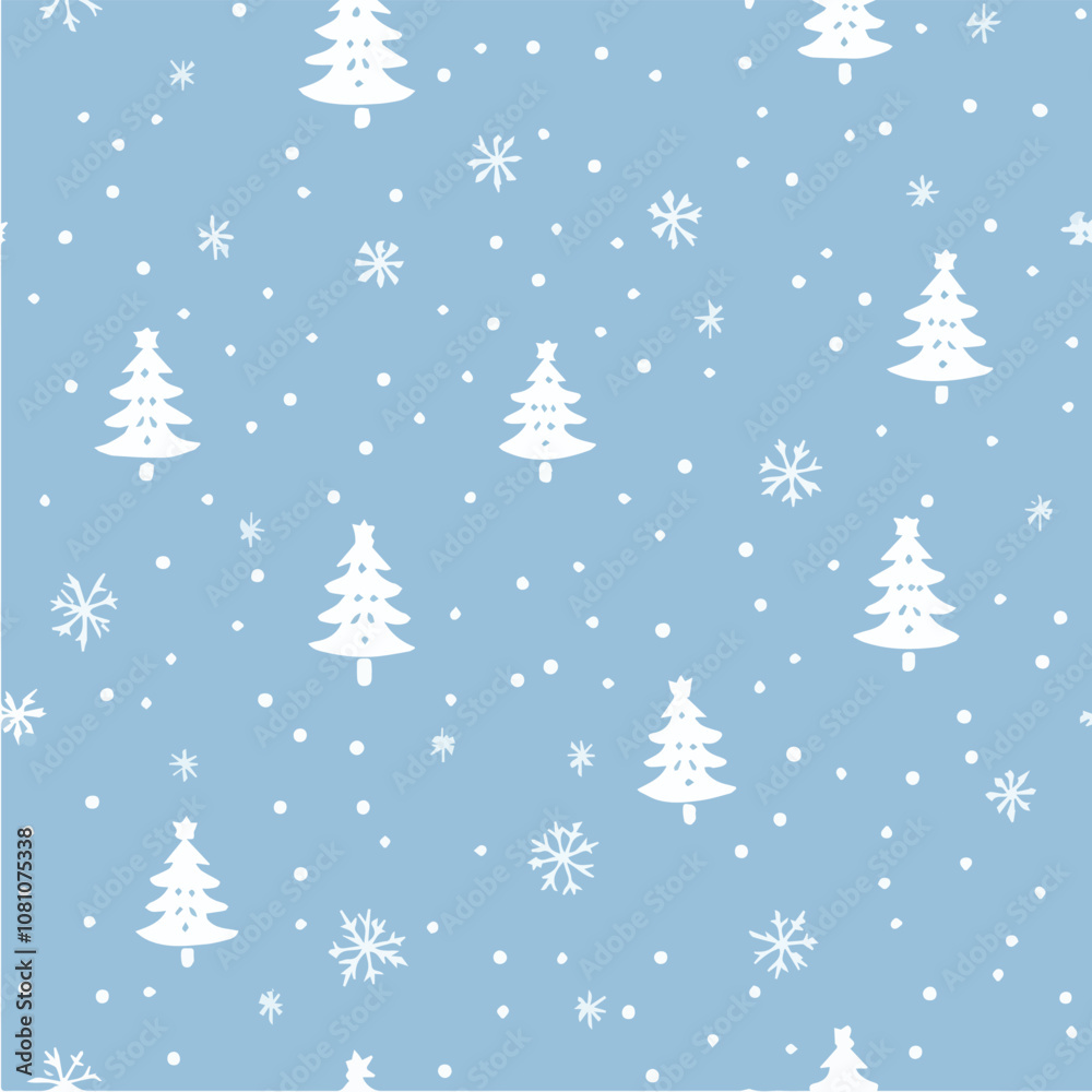 Seamless vector of Christmas trees and snowflakes Seamless vector of Christmas trees and snowflakes