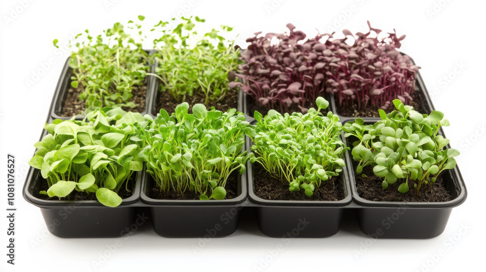 Studio shot of diverse microgreens arrangement for healthy eating and culinary art Studio shot of diverse microgreens arrangement for healthy eating and culinary art