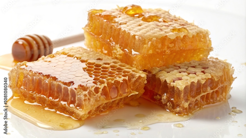 Honeycomb with a spoon of honey Honeycomb with a spoon of honey