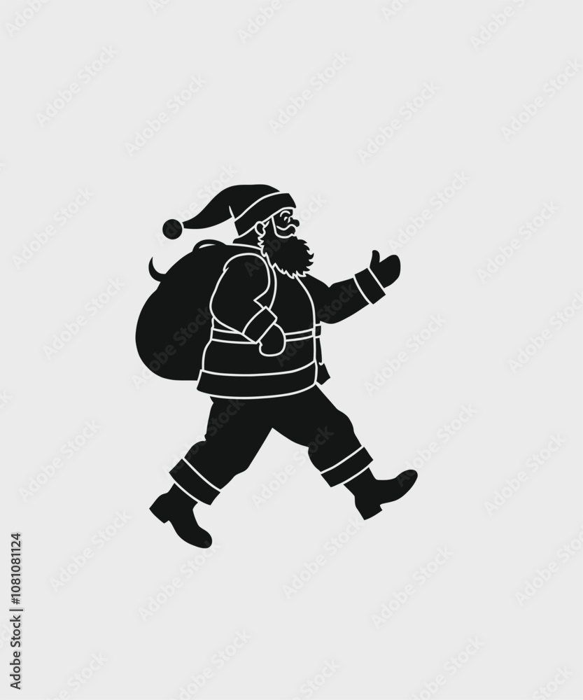 PrintIllustration of a Santa clouds silhouette Vector illustration of a Christmas silhouette PrintIllustration of a Santa clouds silhouette Vector illustration of a Christmas silhouette