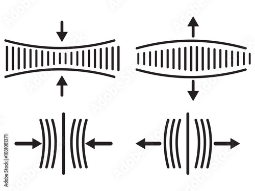 Elastic, flexibility icons set. Push, pressure symbols collection. Vector icons