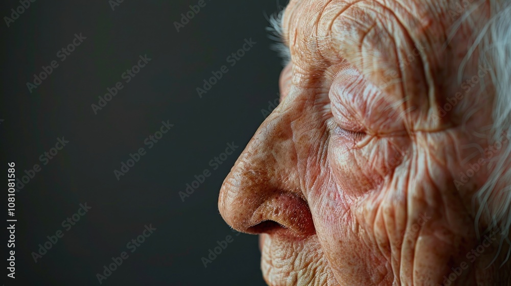 Peaceful Elderly Person with a Serene Expression in Natural Light Peaceful Elderly Person with a Serene Expression in Natural Light