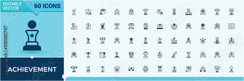 Award line web icon set. Related to premium, first, win, app, set and more. Simple web icons. Solid line editable stroke. Vector line and solid icons.