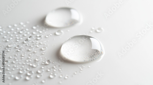 Wallpaper Mural Tiny oil droplets or serum on a white backdrop Torontodigital.ca