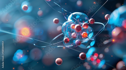 Closeup view of the strong force binding quarks within protons and neutrons in the nucleus of an atom showcasing its strength effects and role in nuclear stability