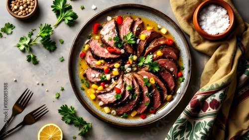 Wallpaper Mural Lengua a la Vinagreta - Sliced Beef Tongue in Vinaigrette (Chilean Cuisine) Torontodigital.ca