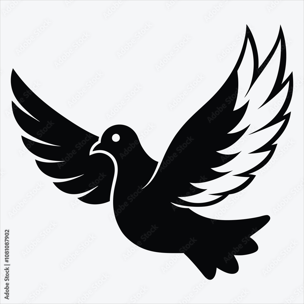 Obraz premium peace dove, Silhouette White background illustration, Generative Ai